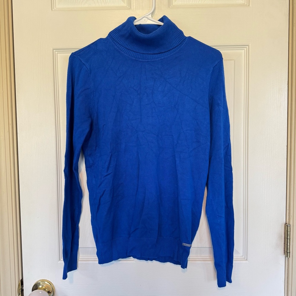 Calvin Klein Women's Turtleneck Sweater Size Small Royal Blue Lightweight Winter